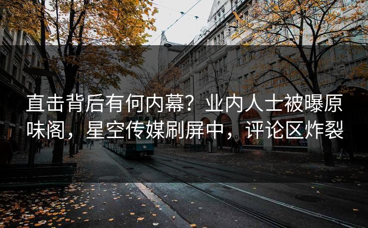直击背后有何内幕？业内人士被曝原味阁，星空传媒刷屏中，评论区炸裂