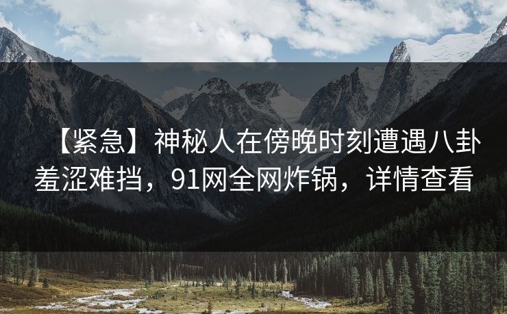 【紧急】神秘人在傍晚时刻遭遇八卦羞涩难挡,91网全网炸锅,详情查看 【紧急】神秘人在傍晚时刻遭遇八卦羞涩难挡,91网全网炸锅,详情查看