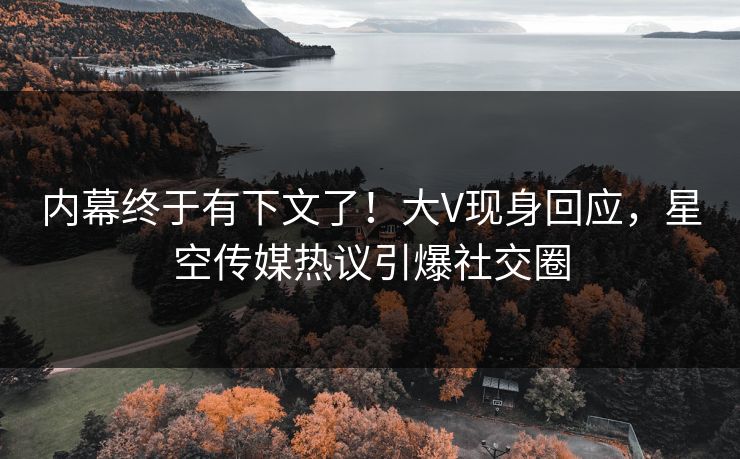 内幕终于有下文了！大V现身回应，星空传媒热议引爆社交圈