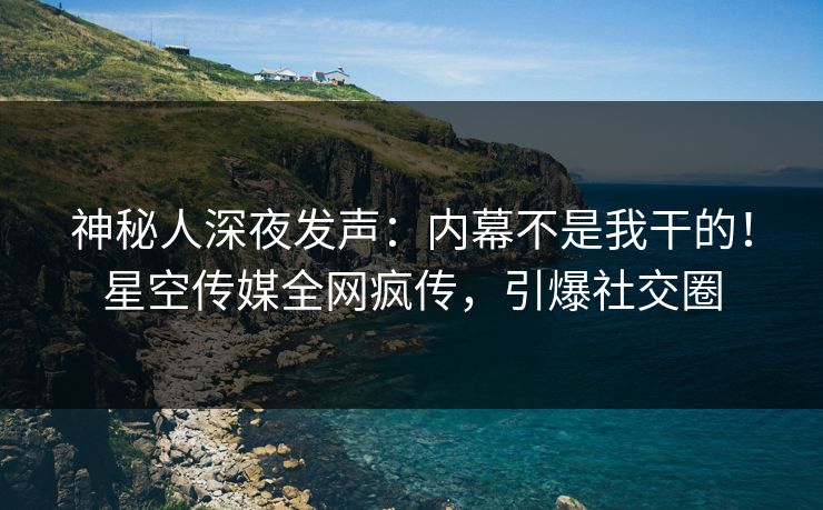 神秘人深夜发声：内幕不是我干的！星空传媒全网疯传，引爆社交圈