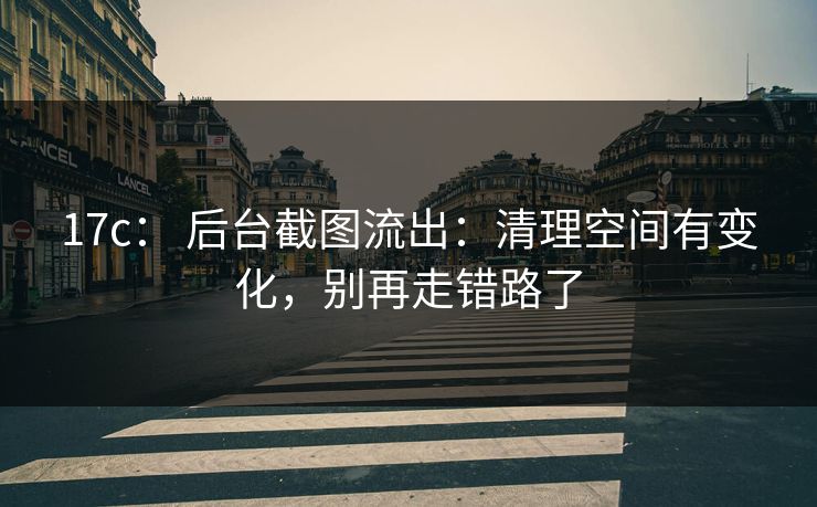 17c： 后台截图流出：清理空间有变化，别再走错路了